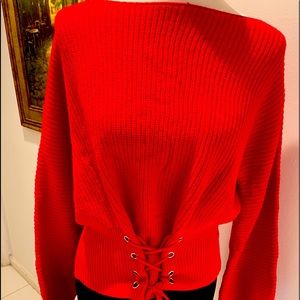 NWT Suzanne BETRO Red Long Sleeve Sweater Sz S/M
